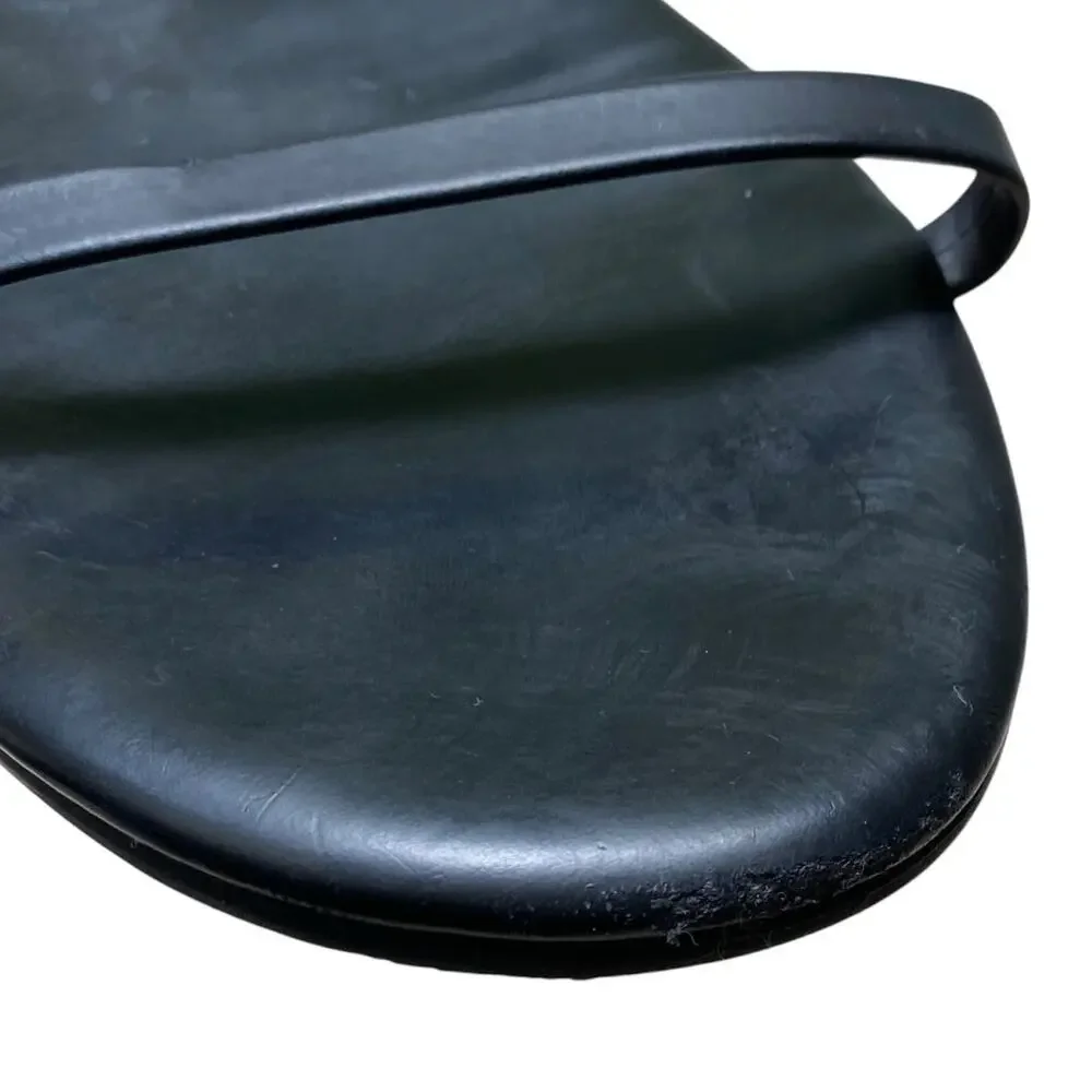 Tkees Gemma Leather Sandals US 8 Black Two Strap Slides Minimalist Neutral - Picture 11 of 14